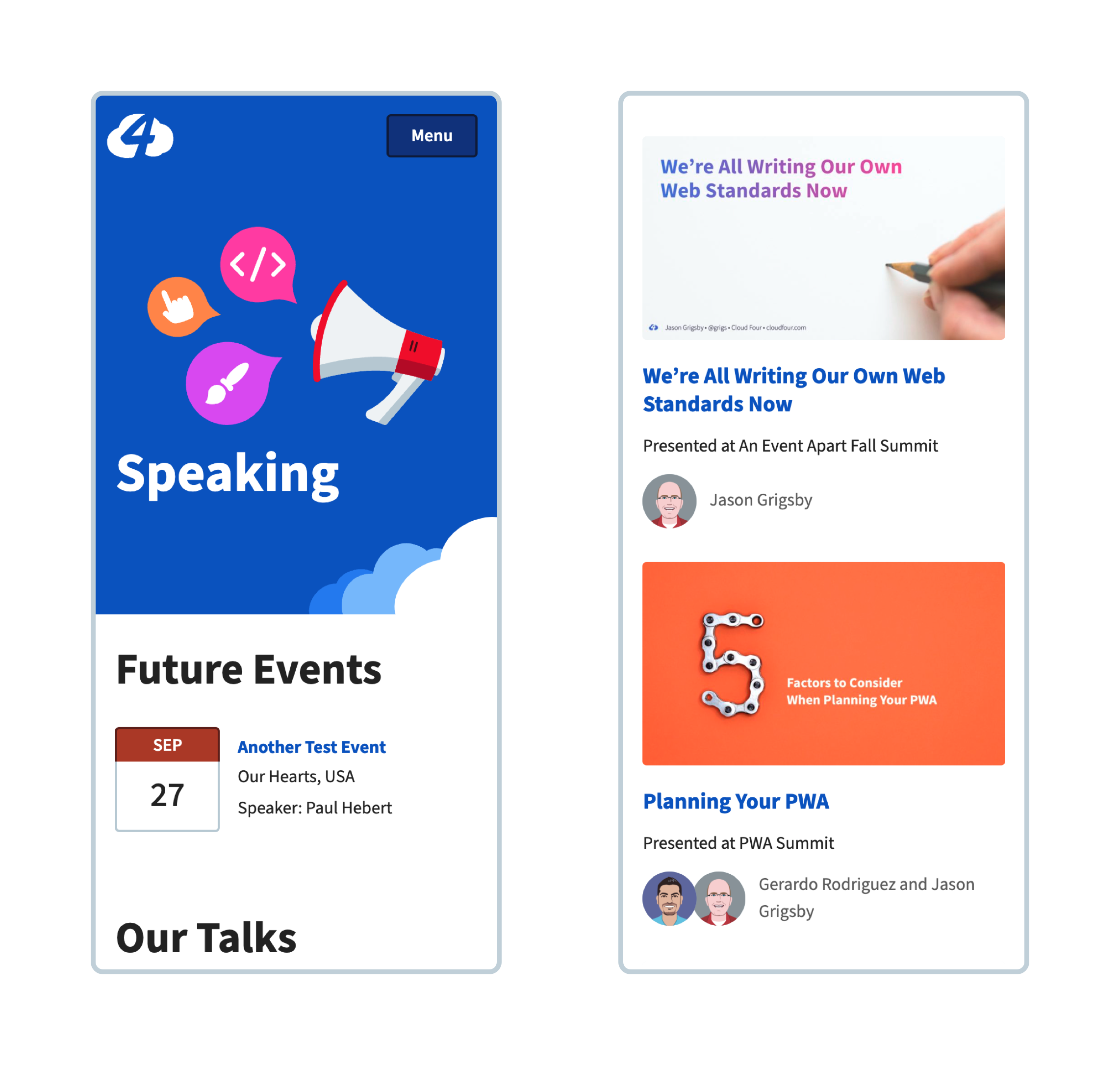 speaking page small screens